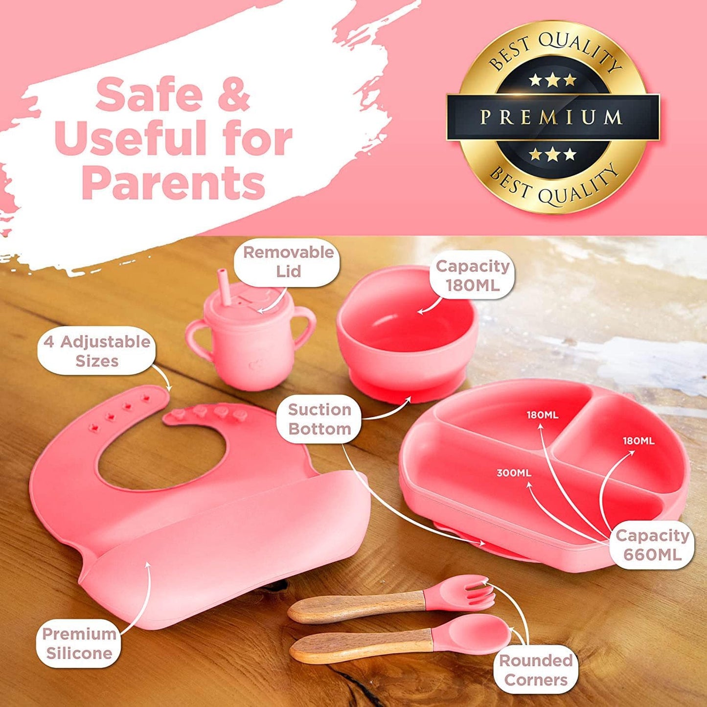 🥄 7-Piece Silicone Baby Cutlery Set – Safe Feeding Kit for Toddlers 👶 BPA-Free