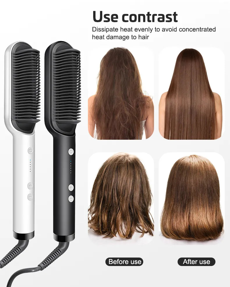 🔥 Electric Hair Straightening Comb – Fast & Safe Styling Brush