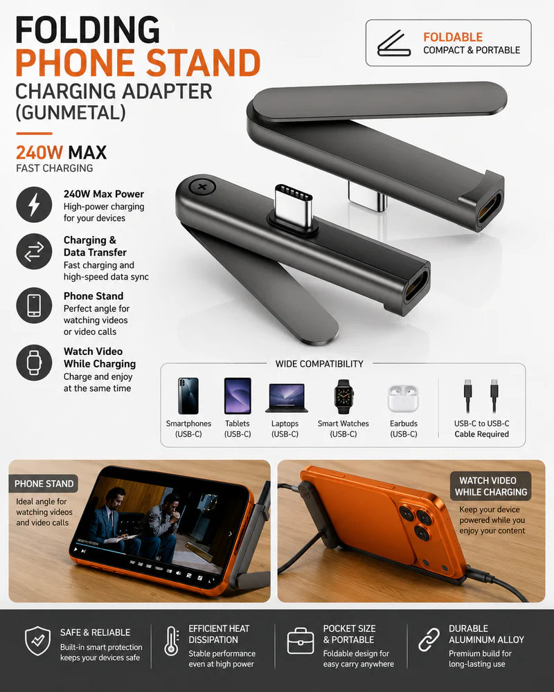 USB-C Foldable Phone Stand Adapter