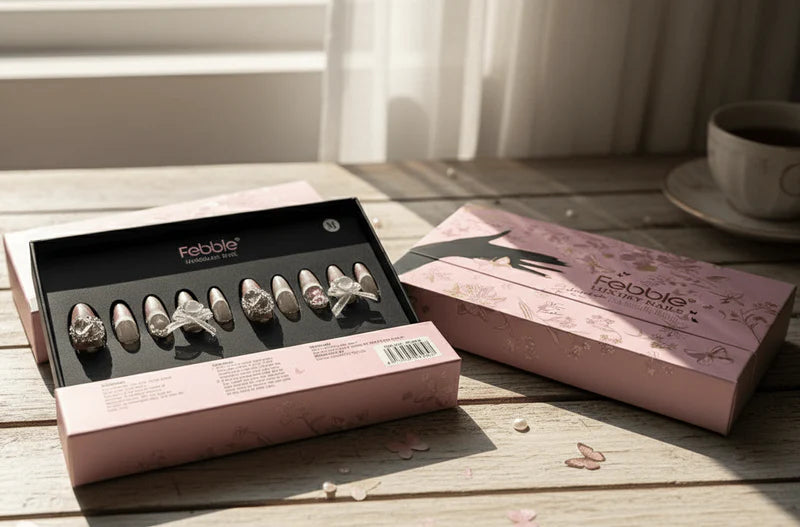 Febble - Pink Butterfly Dream Crystal Nails