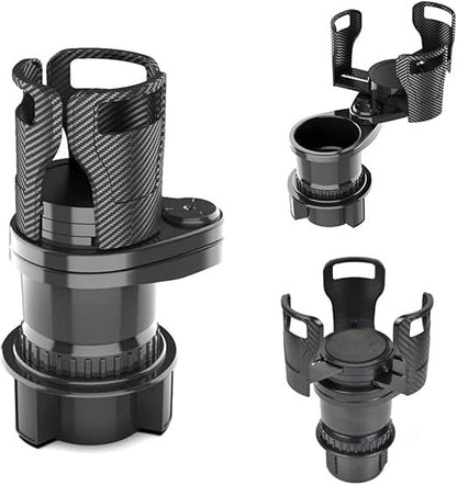 2-in-1 Car Cup Holder Expander 🥤🍟 | 360° Rotatable Dual Drink & Snack Organizer 🚗